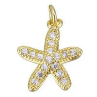 Cubic Zirconia Micro Pave Brass Pendant, Starfish, gold color plated, micro pave cubic zirconia Approx 2.5mm 