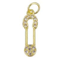 Cubic Zirconia Micro Pave Brass Pendant, Paper Clip, gold color plated, micro pave cubic zirconia Approx 3.5mm 