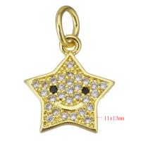 Cubic Zirconia Micro Pave Brass Pendant, Star, gold color plated, micro pave cubic zirconia Approx 3mm 