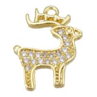 Cubic Zirconia Micro Pave Brass Pendant, Deer, gold color plated, micro pave cubic zirconia Approx 1.5mm 