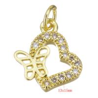 Cubic Zirconia Micro Pave Brass Pendant, gold color plated, micro pave cubic zirconia & hollow Approx 3.5mm 