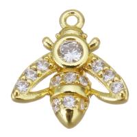 Cubic Zirconia Micro Pave Brass Pendant, Bee, gold color plated, micro pave cubic zirconia & hollow Approx 1mm 