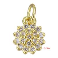 Cubic Zirconia Micro Pave Brass Pendant, Flower, gold color plated, micro pave cubic zirconia Approx 3.5mm 