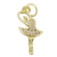 Cubic Zirconia Micro Pave Brass Pendant, Girl, gold color plated, micro pave cubic zirconia Approx 3.5mm 