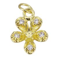 Cubic Zirconia Micro Pave Brass Pendant, Flower, gold color plated, micro pave cubic zirconia Approx 3.5mm 