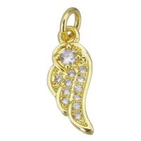 Cubic Zirconia Micro Pave Brass Pendant, Wing Shape, gold color plated, micro pave cubic zirconia Approx 2.5mm 