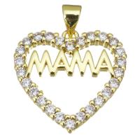 Cubic Zirconia Micro Pave Brass Pendant, Heart, gold color plated, micro pave cubic zirconia & hollow Approx 3.5mm 