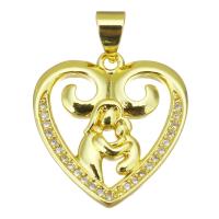 Cubic Zirconia Micro Pave Brass Pendant, Heart, gold color plated, micro pave cubic zirconia & hollow Approx 3.5mm 