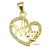 Cubic Zirconia Micro Pave Brass Pendant, Heart, gold color plated, micro pave cubic zirconia & hollow Approx 3.5mm 