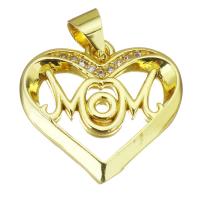 Cubic Zirconia Micro Pave Brass Pendant, Heart, gold color plated, micro pave cubic zirconia & hollow Approx 3.5mm 