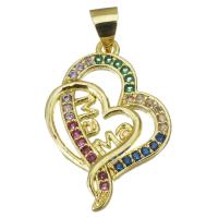 Cubic Zirconia Micro Pave Brass Pendant, Heart, gold color plated, micro pave cubic zirconia & hollow Approx 3.5mm 