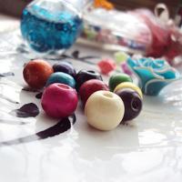 Dyed Wood Beads, Round, DIY mixed colors 