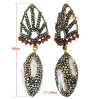 Boucle d'oreille de zinc alliage strass goutte, alliage de zinc, avec perle & argile, pour femme, 69mm Vendu par paire