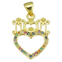 Cubic Zirconia Micro Pave Brass Pendant, gold color plated, for woman & hollow Approx 3.5mm 