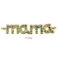 Cubic Zirconia Micro Pave Brass Connector, Alphabet Letter, gold color plated, micro pave cubic zirconia Approx 1.5mm 