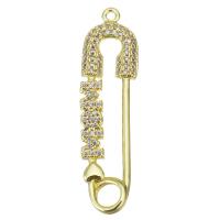 Cubic Zirconia Micro Pave Brass Pendant, Paper Clip, gold color plated, micro pave cubic zirconia Approx 1.5mm 