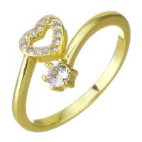 Cubic Zirconia Micro Pave Brass Finger Ring, gold color plated, micro pave cubic zirconia, 10mm, US Ring 