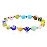 Lampwork Armbänder, Millefiori Lampwork, rund, poliert, für Frau, farbenfroh, 8mm, Länge:6.8897 ZollInch, verkauft von Strang