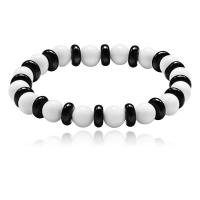 Bijoux Bracelet en plastique, Rond, poli, pour femme, blanc et noir, 8mm pouce, Vendu par brin