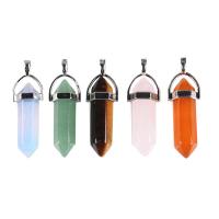 Gemstone Pendantifs en laiton, Pierre naturelle, avec laiton, Placage de couleur argentée, pour femme, plus de couleurs à choisir Vendu par PC