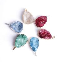 Ice Quartz Agate Pendants, with Brass, irregular, plated, DIY 30-40mm 