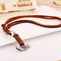 PU Leather Cord Necklace, Zinc Alloy, with PU Leather, Adjustable & fashion jewelry & handmade & Unisex, brown, 68-75cmuff0c0.3cm 