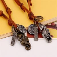 PU Leather Cord Necklace, Zinc Alloy, with PU Leather, Seahorse, Adjustable & fashion jewelry & handmade & Unisex 68-75cmuff0c0.3cm 