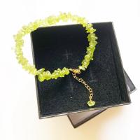 Peridoto Piedra Pulsera, aleación de zinc, con Piedra peridoto, hierba verde, 10mm, Vendido por UD