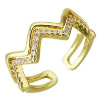 Cubic Zirconia Micro Pave Brass Finger Ring, gold color plated, micro pave cubic zirconia & hollow, 7mm, US Ring 