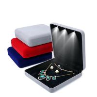 Velvet Necklace Box, Velveteen, Square, with LED light 