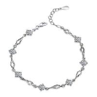 cupronickel bracelet, Placage de couleur platine, pour femme & avec strass Environ 7.6 pouce, Vendu par brin