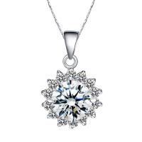 Cupronickel Pendant, platinum color plated, with rhinestone, 13mm 