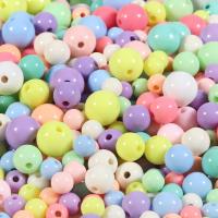 Solid Color Acrylic Beads, Round, polished, DIY mixed colors 