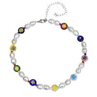 Collier en Murano bijoux, chalumeau, avec perle de plastique, avec 3.93 inch chaînes de rallonge, Style bohème & pour femme & à fils multiples, couleurs mélangées Environ 12.2 pouce, Vendu par brin