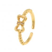 Cubic Zirconia Micro Pave Brass Finger Ring, gold color plated & micro pave cubic zirconia & for woman 