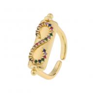 Cubic Zirconia Micro Pave Brass Finger Ring, gold color plated & micro pave cubic zirconia & for woman 