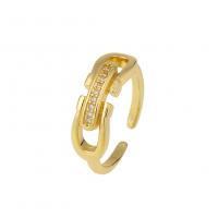 Cubic Zirconia Micro Pave Brass Finger Ring, gold color plated, Adjustable & micro pave cubic zirconia 