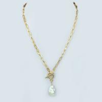 Natural Freshwater Pearl Necklace, Zinc Alloy, with Plastic Pearl, plated 450mm 