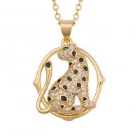 Cubic Zircon Micro Pave Brass Necklace, gold color plated & micro pave cubic zirconia & for woman Approx 19.68 Inch 