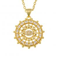 Cubic Zircon Micro Pave Brass Necklace, gold color plated & micro pave cubic zirconia & for woman Approx 19.68 Inch 