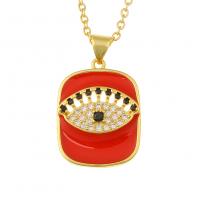 Cubic Zircon Micro Pave Brass Necklace, gold color plated, micro pave cubic zirconia & for woman & enamel Approx 19.68 Inch 