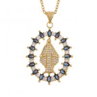 Cubic Zircon Micro Pave Brass Necklace, gold color plated & micro pave cubic zirconia & for woman Approx 19.68 Inch 