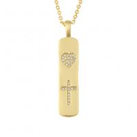 Cubic Zircon Micro Pave Brass Necklace, Cross, gold color plated & micro pave cubic zirconia & for woman Approx 19.68 Inch 