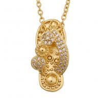 Cubic Zircon Micro Pave Brass Necklace, gold color plated, micro pave cubic zirconia & for woman Approx 19.68 Inch 