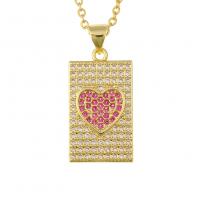 Cubic Zircon Micro Pave Brass Necklace, gold color plated & micro pave cubic zirconia & for woman Approx 19.68 Inch 