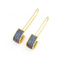 Cubic Zirconia Pendiente Brass Micro Pave, metal, chapado en color dorado, micro arcilla de zirconia cúbica & para mujer, más colores para la opción, 8x38mm, Vendido por Par