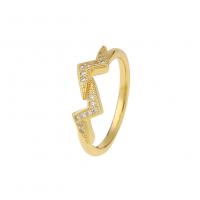 Cubic Zirconia Micro Pave Brass Finger Ring, gold color plated, Adjustable & micro pave cubic zirconia & for woman 