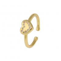 Cubic Zirconia Micro Pave Brass Finger Ring, gold color plated, Adjustable & micro pave cubic zirconia & for woman 