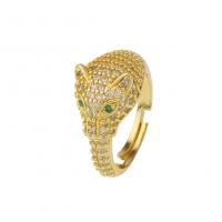 Cubic Zirconia Micro Pave Brass Finger Ring, gold color plated, Adjustable & micro pave cubic zirconia & for woman 