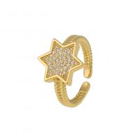 Cubic Zirconia Micro Pave Brass Finger Ring, gold color plated, Adjustable & micro pave cubic zirconia & for woman 